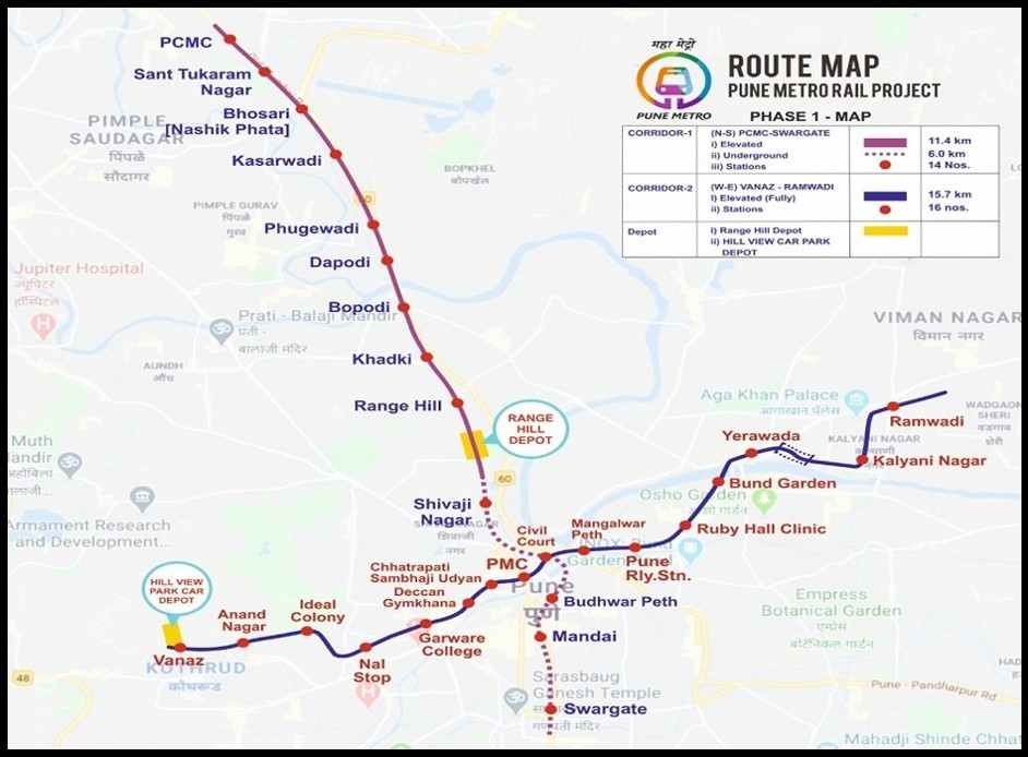 Pune Metro Map, Route, Station, Current Status (202425)