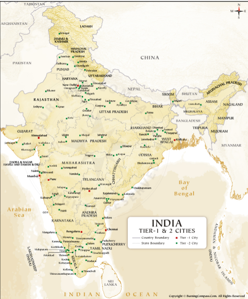 List of Tier I, Tier II, Tier III, Tier IV cities in India (2024)