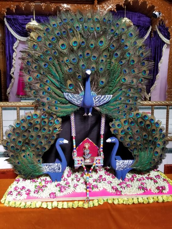 Ganpati Decoration Ideas For Home Peacock