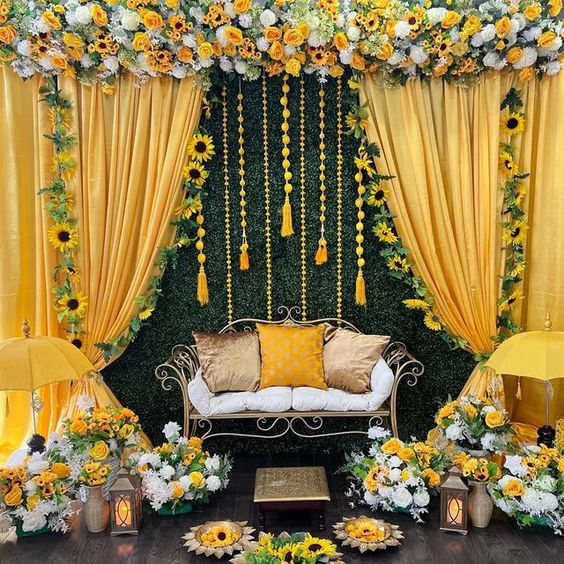 Artificial flower decoration for store ganpati at home