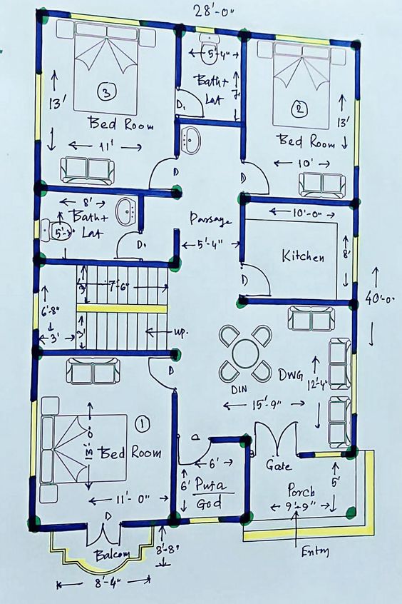 20+ Brilliant 3 Bedroom House Plans with Garden, Shop & More